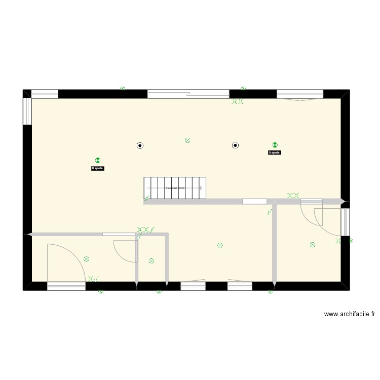 Eclairage. Plan de 4 pièces et 75 m2