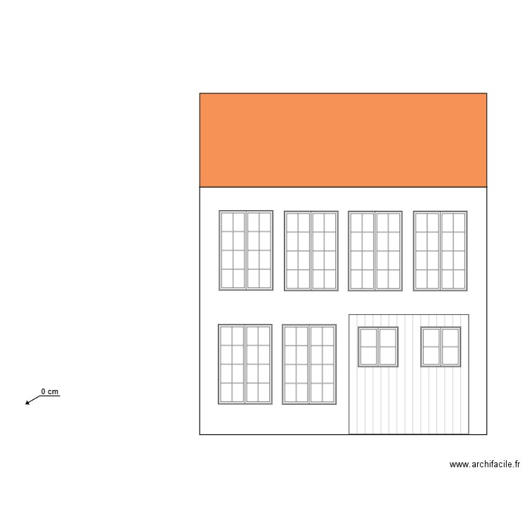 Facade Garage et loft  sans cotations et fenetre dans la porte. Plan de 0 pièce et 0 m2