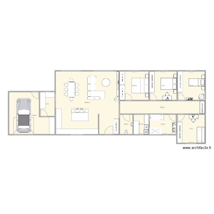 Plan maison.1. Plan de 11 pièces et 157 m2