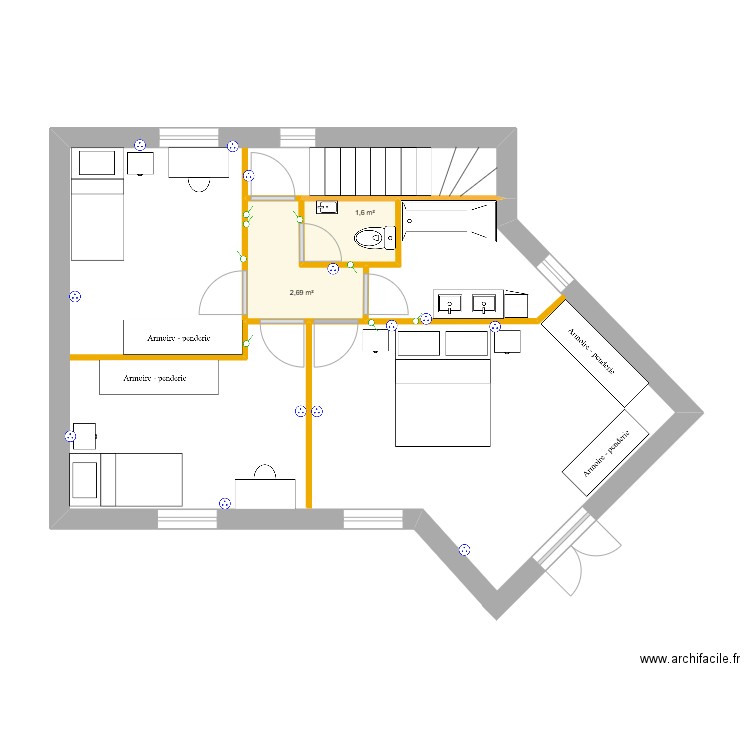 Etage V&J - Plan aménagement2. Plan de 2 pièces et 4 m2