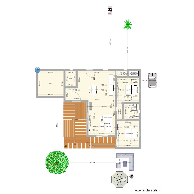 campo piano. Plan de 9 pièces et 137 m2