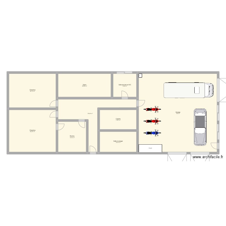 Maison2. Plan de 9 pièces et 250 m2