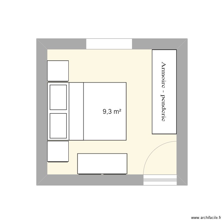 chambre 1. Plan de 1 pièce et 9 m2