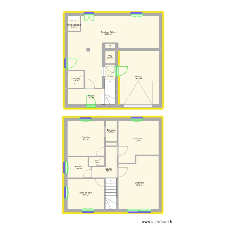 BERCHID Sofiane - Thiviers. Plan de 18 pièces et 111 m2