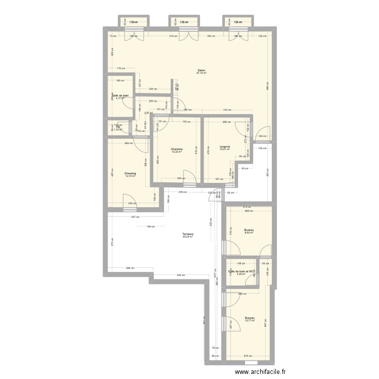 TAMARISSIERE Vierge. Plan de 14 pièces et 166 m2