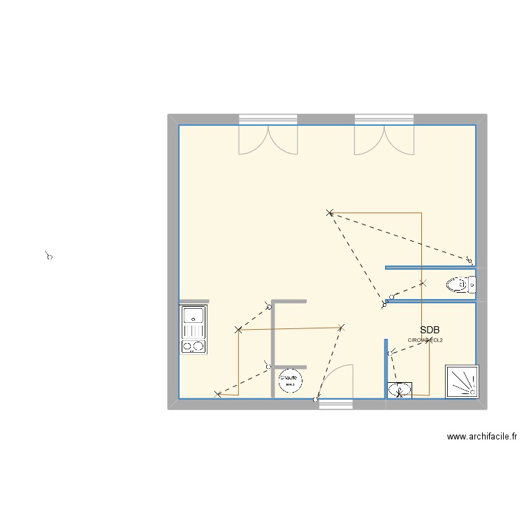 plan maison. Plan de 1 pièce et 45 m2