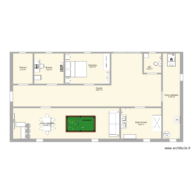 BAS 1. Plan de 8 pièces et 105 m2