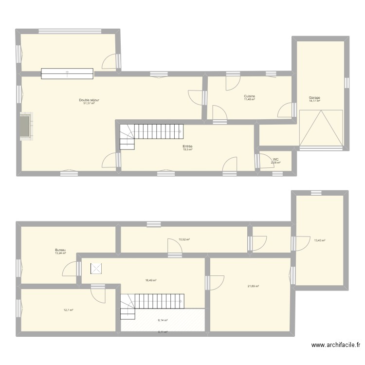 Merbes. Plan de 13 pièces et 197 m2