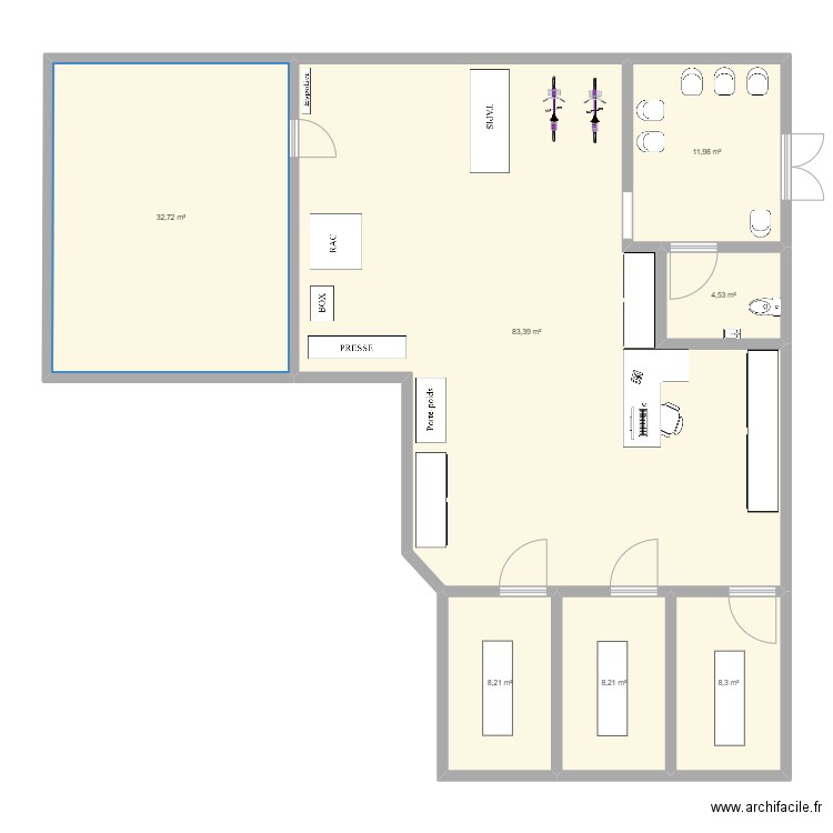 Cabinet Pirey. Plan de 7 pièces et 157 m2