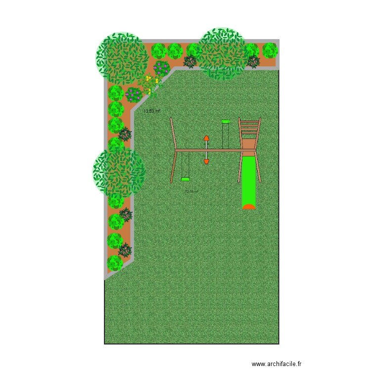 Jardin. Plan de 1 pièce et 14 m2