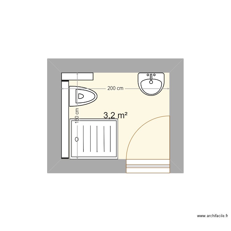 Plan objectif. Plan de 1 pièce et 3 m2