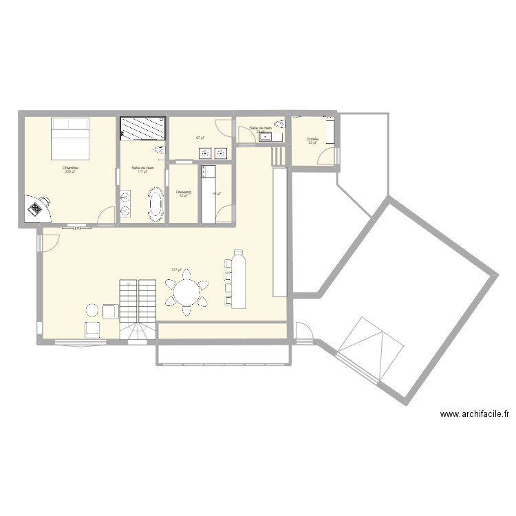 Plan Personnel (ma création). Plan de 8 pièces et 124 m2