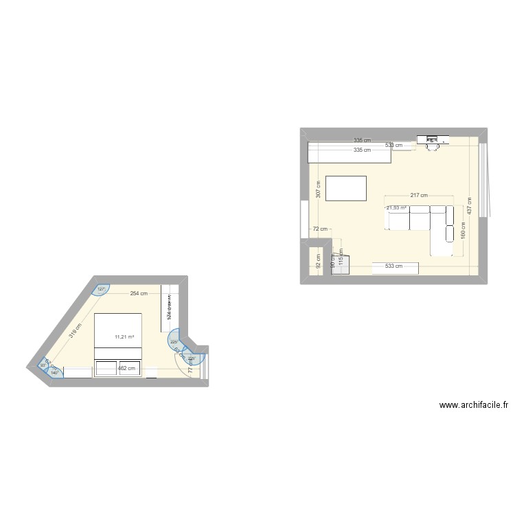 nouvelle maison 2. Plan de 2 pièces et 33 m2