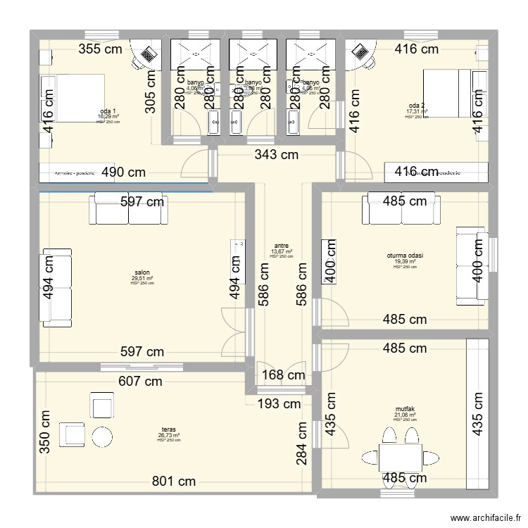 ramazan amca . Plan de 10 pièces et 156 m2