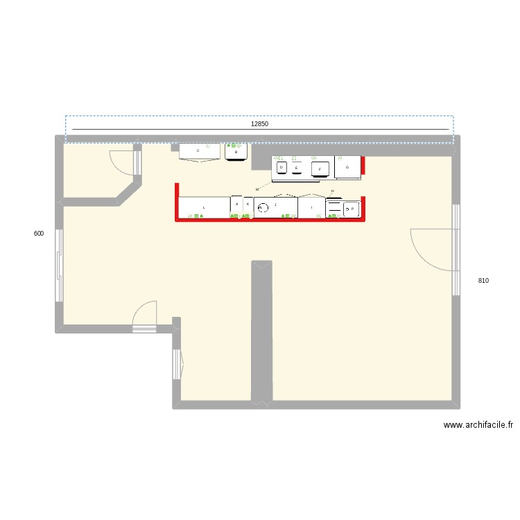 plan le comptoir (bar et cuisine) 1. Plan de 3 pièces et 93 m2