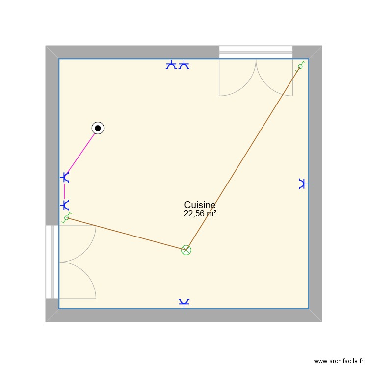 P01. Plan de 1 pièce et 23 m2