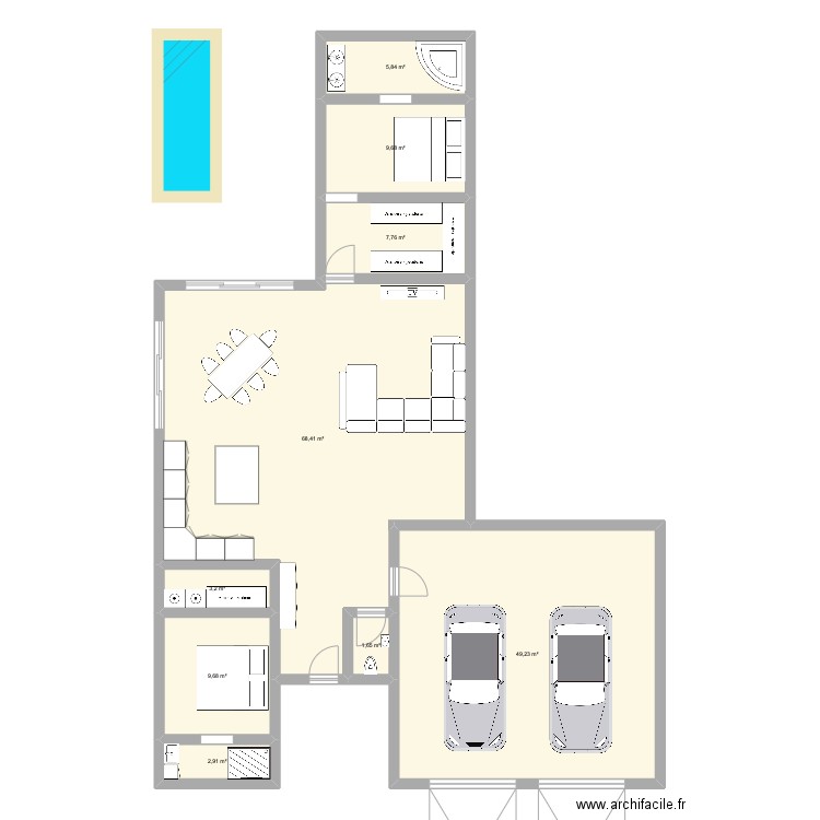 maison 1. Plan de 9 pièces et 158 m2