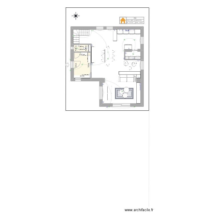 Projet - Villefranche RDC élec. Plan de 2 pièces et 10 m2