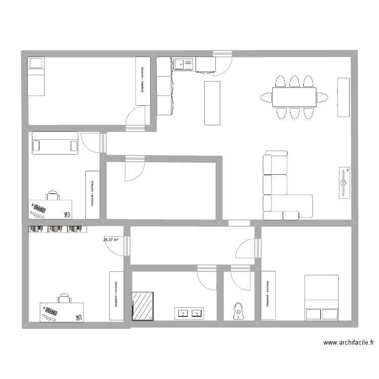 Plan maison Bron. Plan de 5 pièces et 62 m2