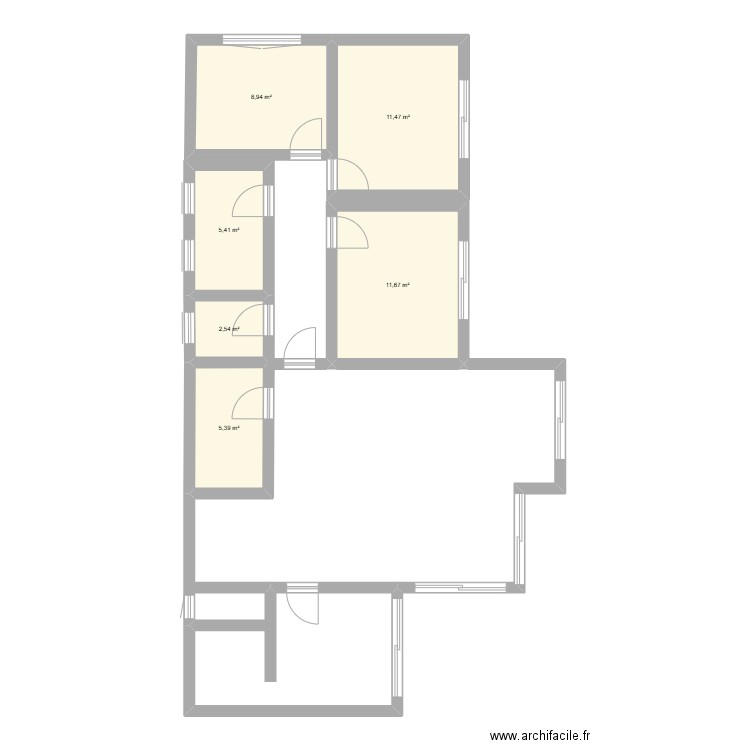 Maison. Plan de 6 pièces et 45 m2