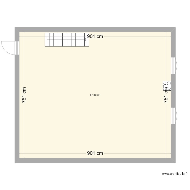 Réhaussement garage. Plan de 1 pièce et 68 m2