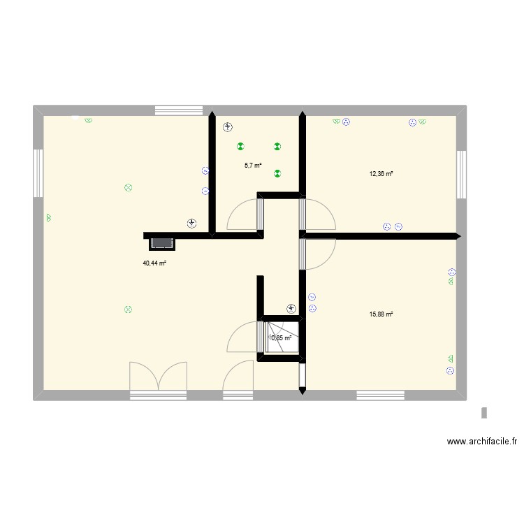 elias. Plan de 5 pièces et 75 m2