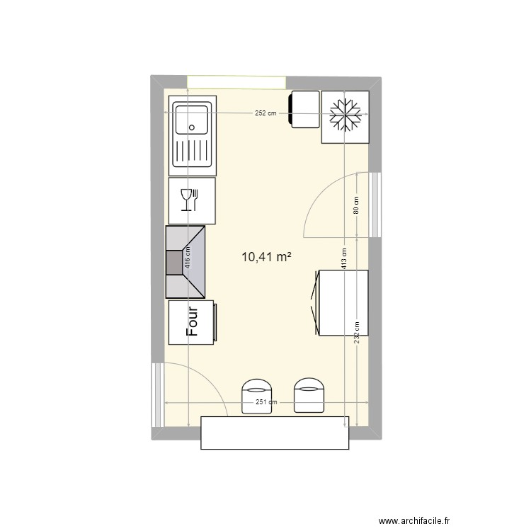 MANU . Plan de 1 pièce et 10 m2