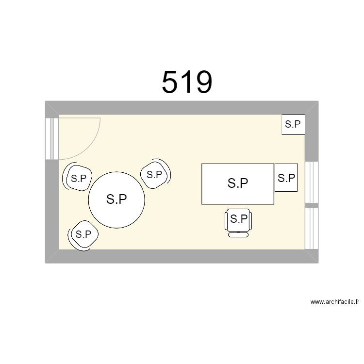 Bureau R 519 S.PROSPER. Plan de 1 pièce et 12 m2