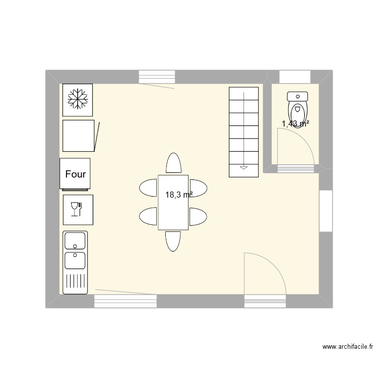 fini 1. Plan de 2 pièces et 20 m2