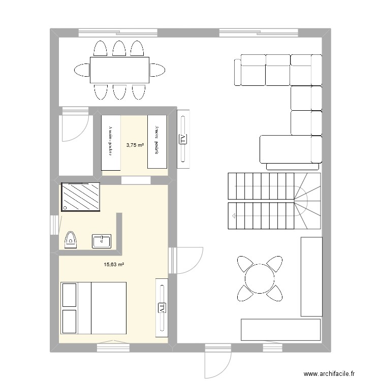 Chambres 4. Plan de 2 pièces et 19 m2