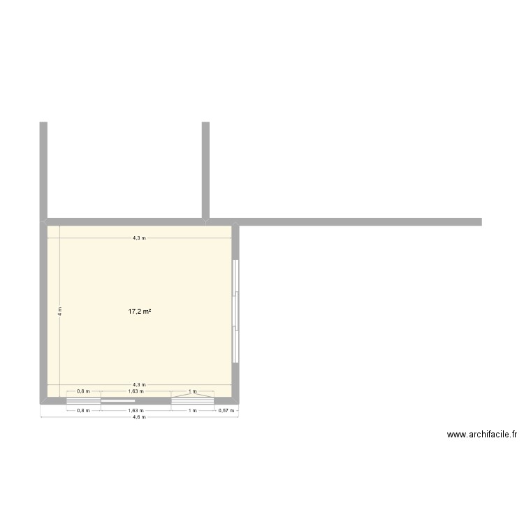 Plan vu du ciel. Plan de 1 pièce et 17 m2