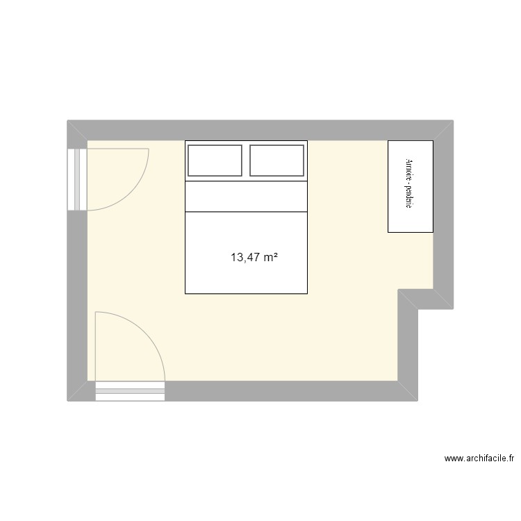 PLAN CHAMBRE 1. Plan de 1 pièce et 13 m2