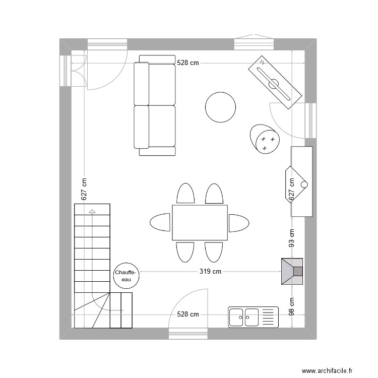 La Boissière RDC. Plan de 1 pièce et 33 m2