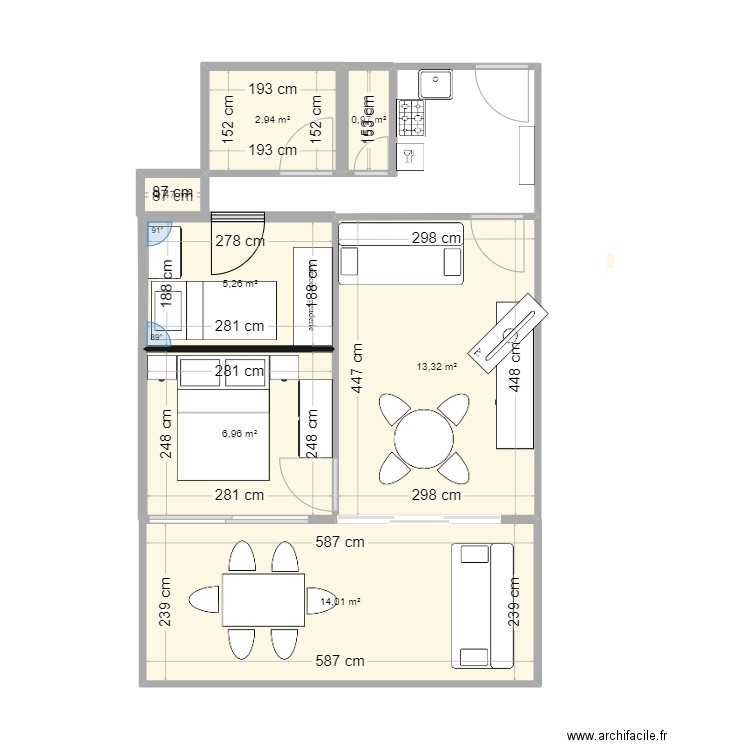 Appartement. Plan de 7 pièces et 44 m2