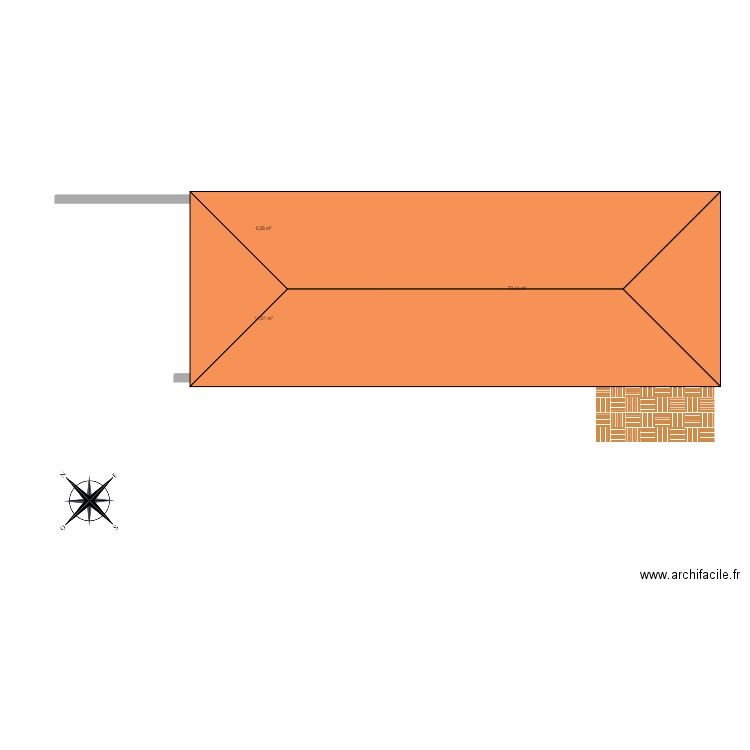 Extension GP. Plan de 3 pièces et 94 m2