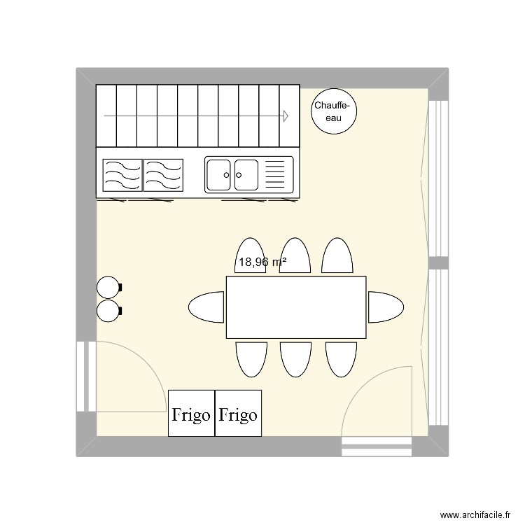 COIN REPAS MAIRIE. Plan de 1 pièce et 19 m2