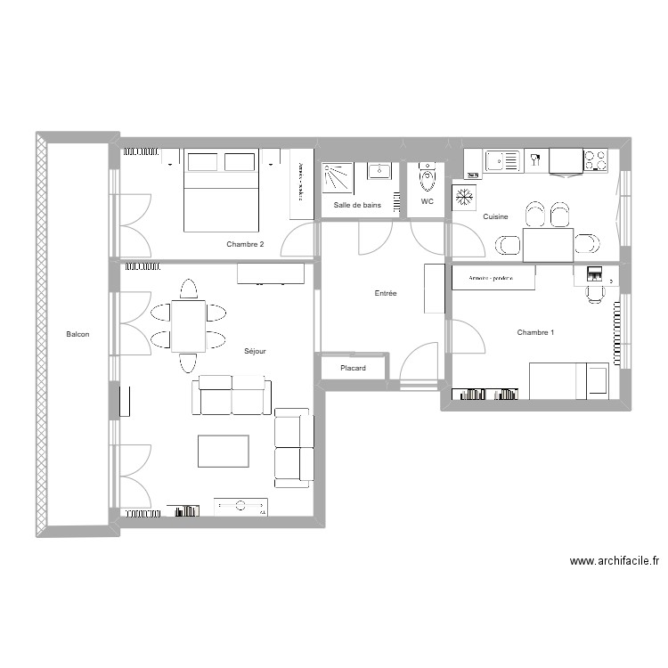 maitret meublé. Plan de 12 pièces et 93 m2