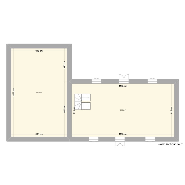 1er étage nerdeusiere. Plan de 2 pièces et 139 m2