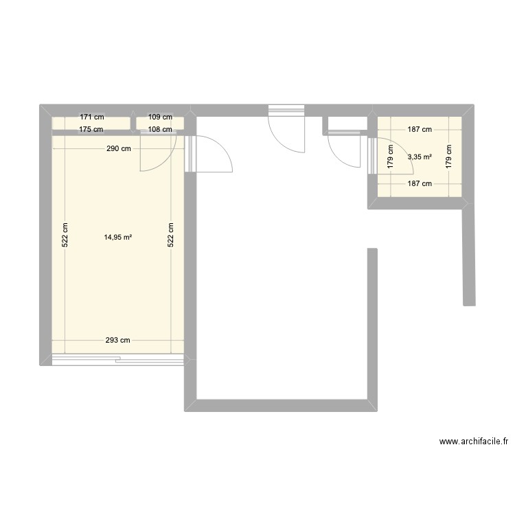 B6-8. Plan de 2 pièces et 18 m2