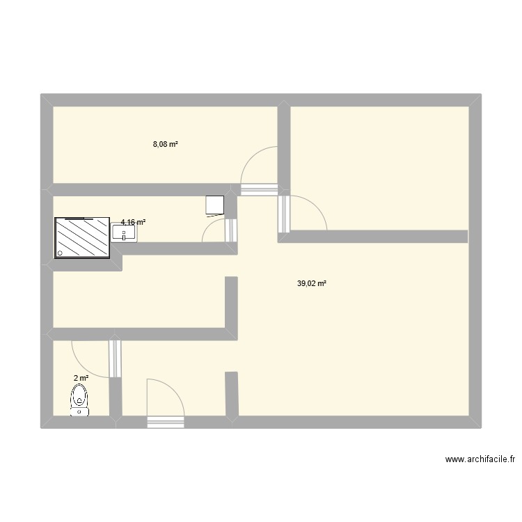 aménagement appart. Plan de 4 pièces et 53 m2