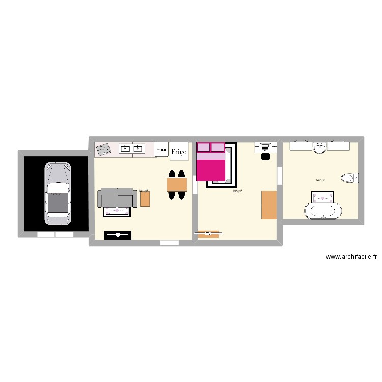 maison. Plan de 4 pièces et 66 m2