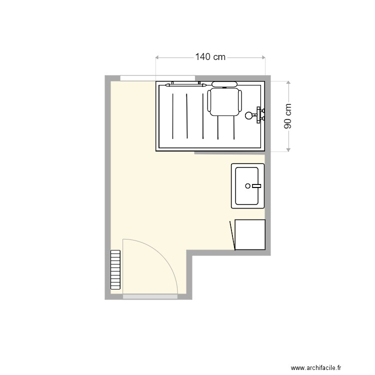 plan après travaux Kermarrec. Plan de 1 pièce et 5 m2