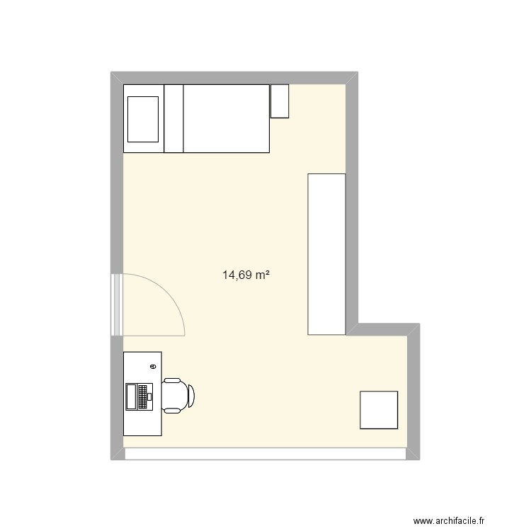 chambre Anaé. Plan de 1 pièce et 15 m2