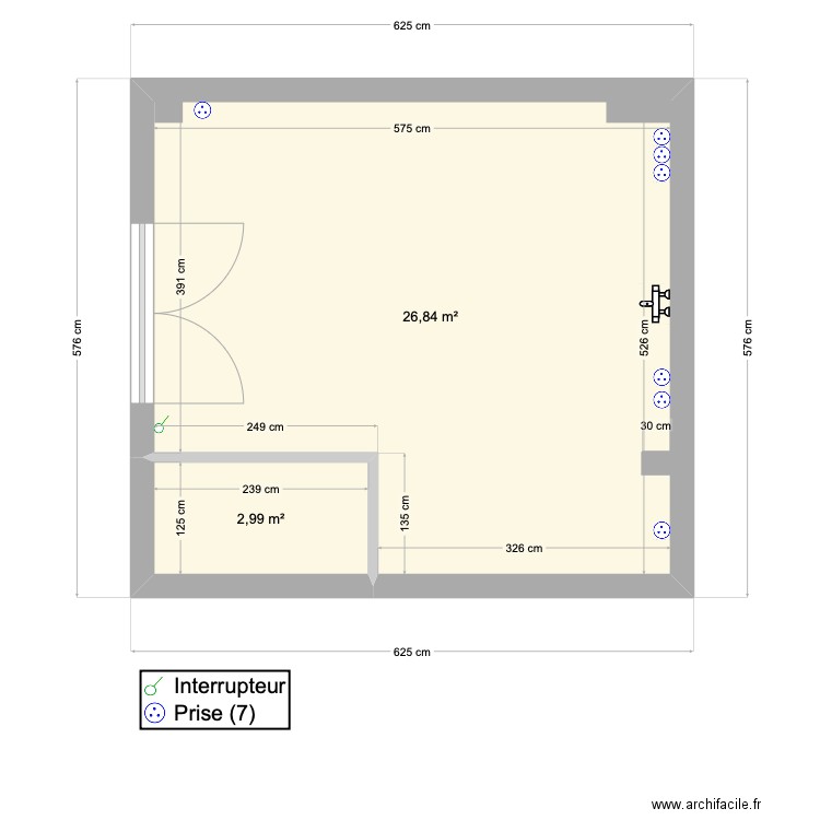 Labo Lili. Plan de 2 pièces et 30 m2