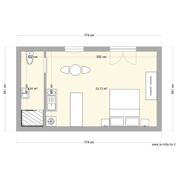 Local mairie. Plan de 2 pièces et 29 m2