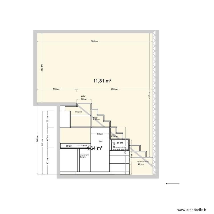 McAULEY PLAN ESCALIER CUISINE . Plan de 3 pièces et 21 m2