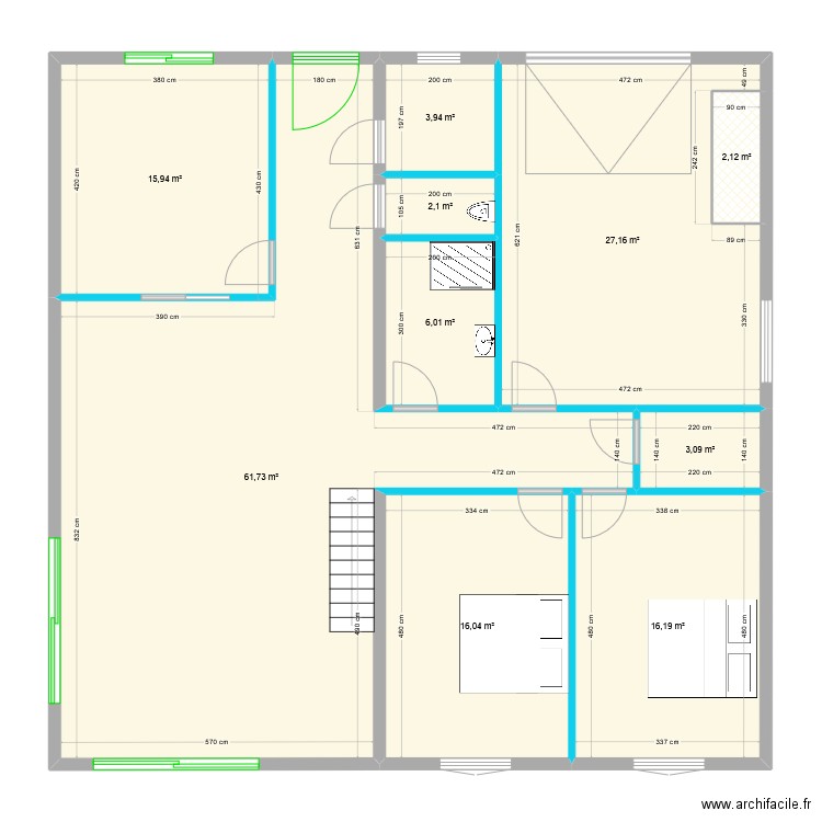 rez de chaussee. Plan de 10 pièces et 154 m2