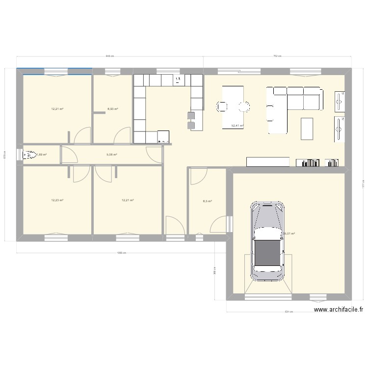 17.00M. Plan de 9 pièces et 144 m2