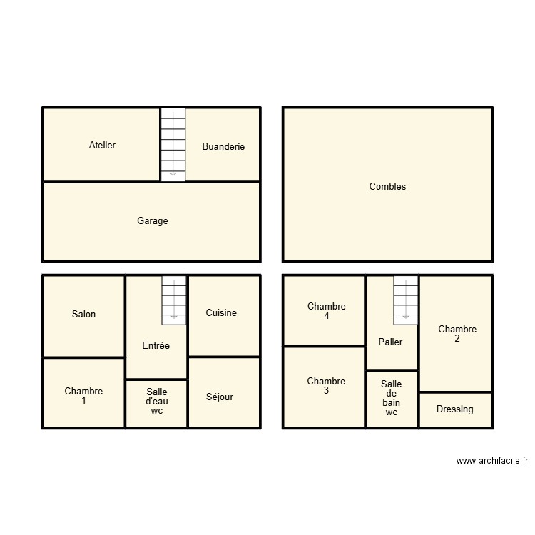 PLONEOUR CHERU. Plan de 16 pièces et 70 m2