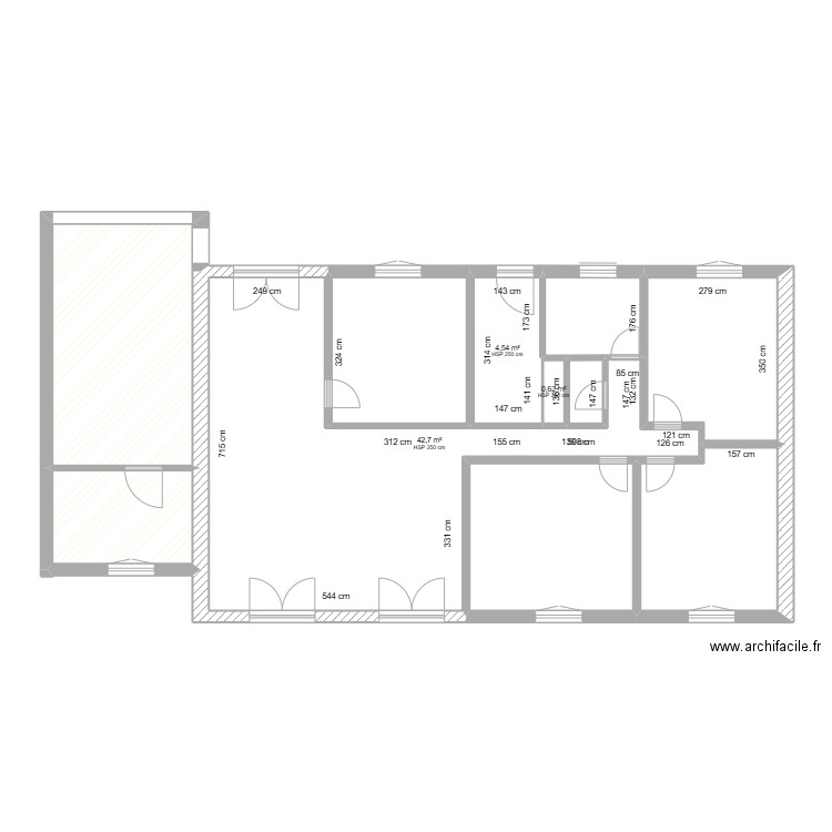 Maison St Aubin. Plan de 10 pièces et 104 m2